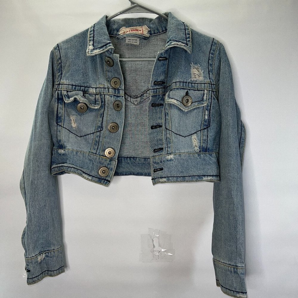 Z. Cavarici Vintage Y2K 90's  Denim Cropped Jacket S